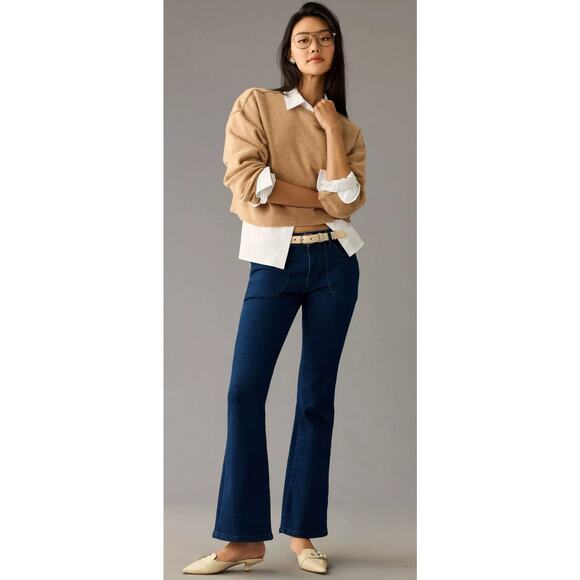 Anthropologie Pilcro The Icon Low-Rise Flare Jeans Dark Wash Size 25 - Picture 1 of 10